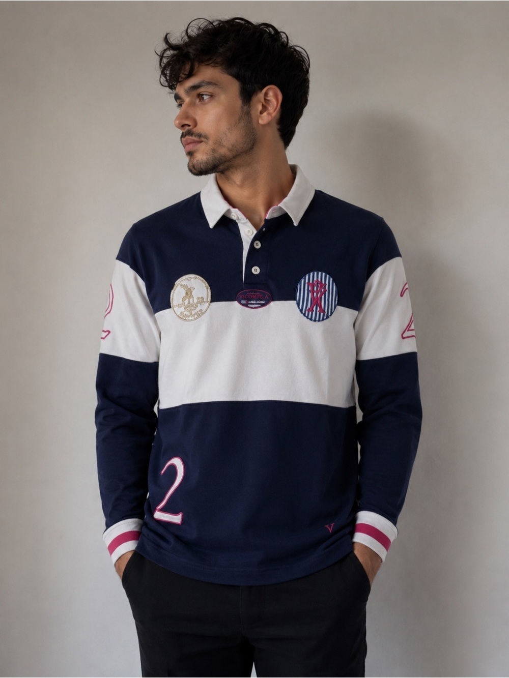 Polo shirt top XS‎ Vicomte A long sleeves Collection Saint Tropez blue